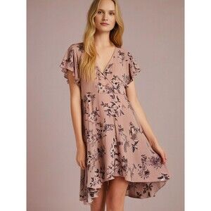 Alter’d State Feminine Floral wrap short sleeve Boho Dress Romantic Fairy Sz L